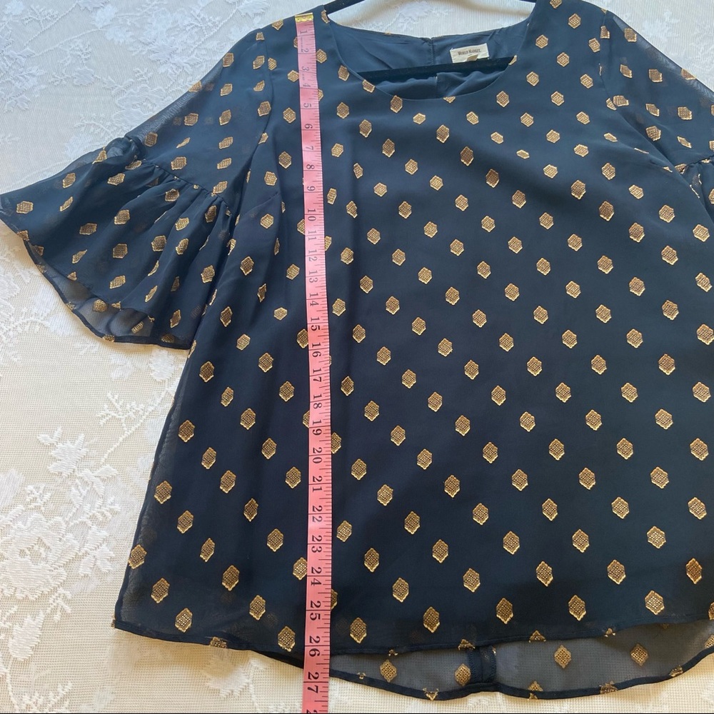 World Market Blue & Gold Blouse Size XL - Picture 10 of 11